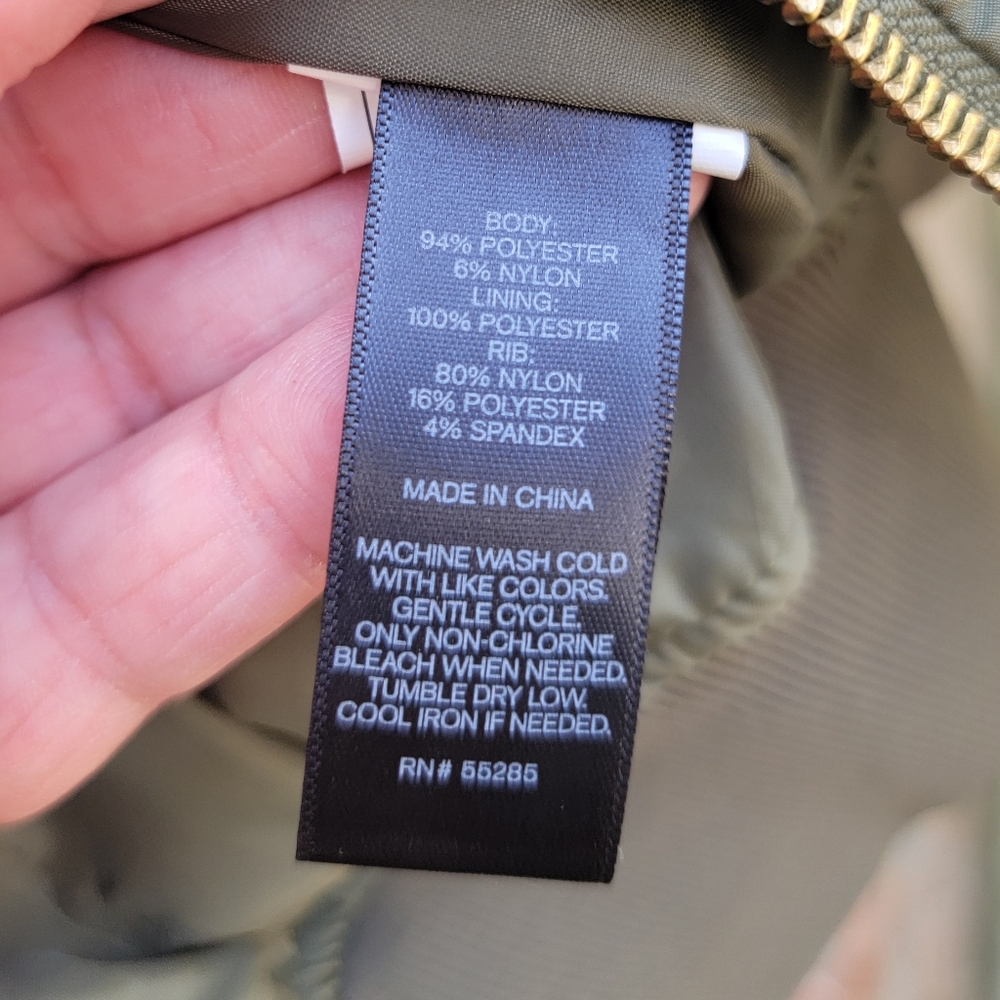Express Women's Army Green Bomber Jacket - Picture 8 of 8